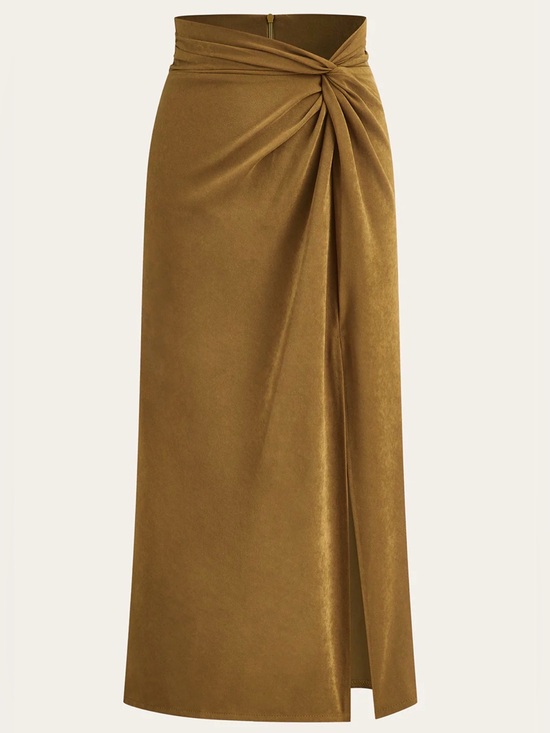 Dresses & Skirts - COMMENSE!! Twist Front Slit Midi Skirt